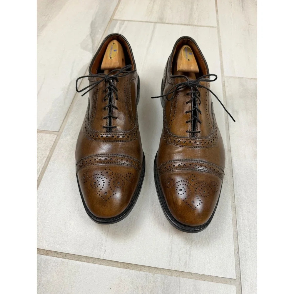 Allen Edmonds Strand Brown Burnished Leather Brogue Oxford Shoes 6135 Mens 13 E